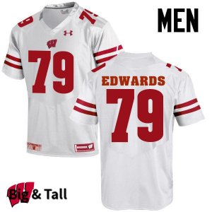 Men's Wisconsin Badgers NCAA #79 David Edwards White Authentic Under Armour Big & Tall Stitched College Football Jersey IC31V61QL